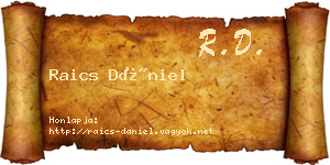Raics Dániel névjegykártya
