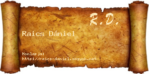 Raics Dániel névjegykártya